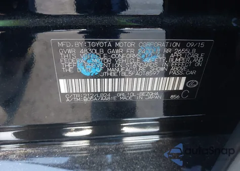 2015 Lexus Gs 350 from USA, damaged, VIN JTHBE1BL5FA018597